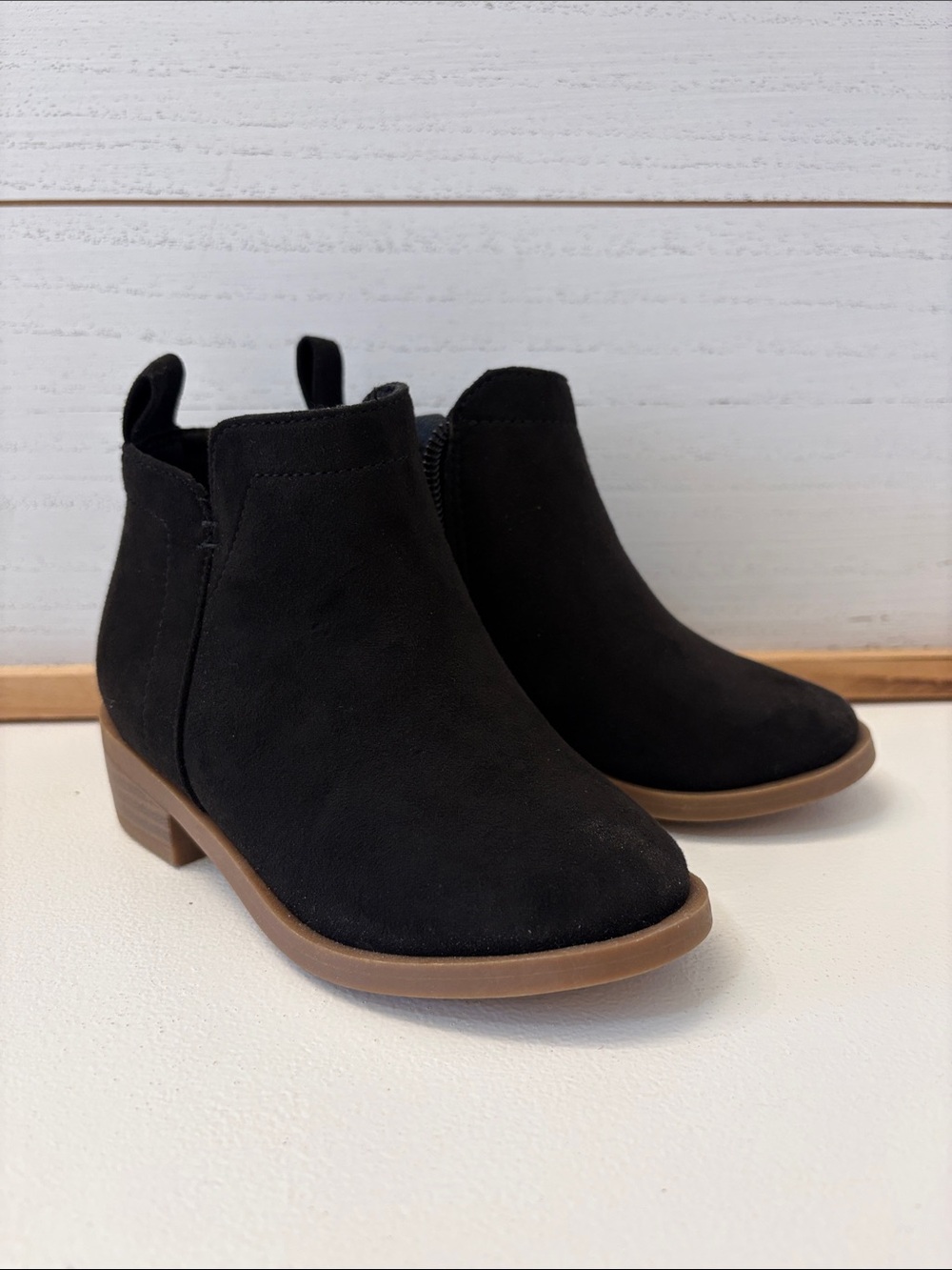 ❤️ PICK 4/$20 wonder nation Black Suede-Look Ankle Booties with Brown Sole